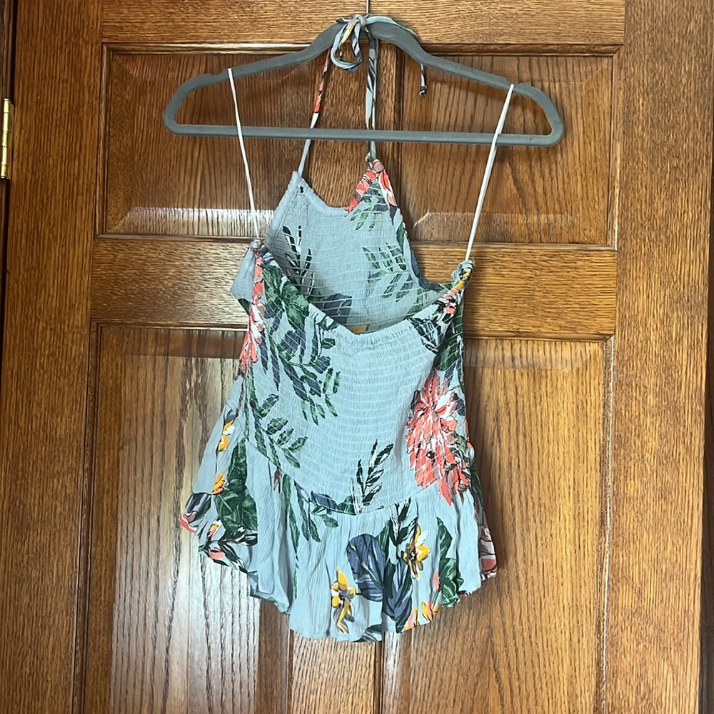 Patrons of Peace Tropical Floral Top - Green and Orange - Picture 3 of 3